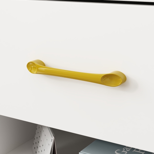 Homsee Modern Nightstand with Gold Accents and Spacious Storage for Bedroom or Living Room ,White