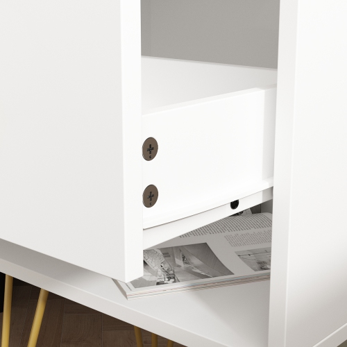 Homsee Modern Nightstand with Gold Accents and Spacious Storage for Bedroom or Living Room ,White