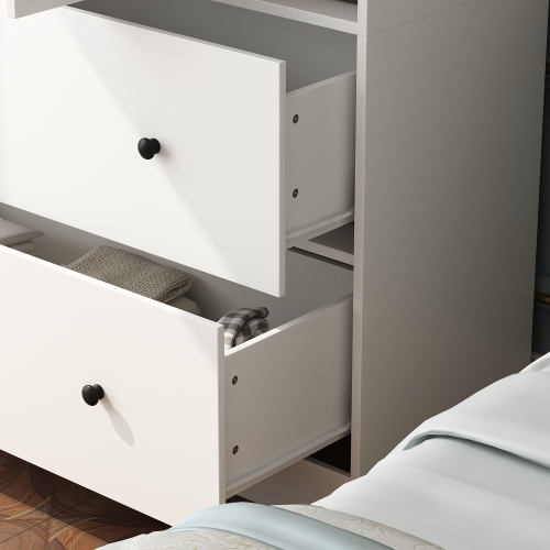 Homsee Spacious Wardrobe Armoire with Hanging Rod, Shelves, and Large Drawers for Bedroom Organization ,White