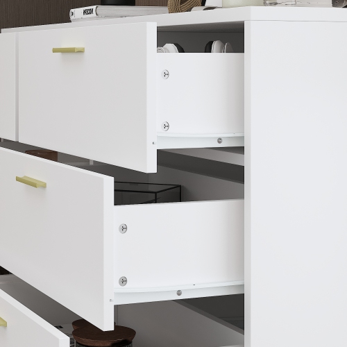 Homsee 6-Drawer Wood Dresser with Gold Metal Legs, Modern Storage Chest for Bedroom, Living Room & Hallway , White