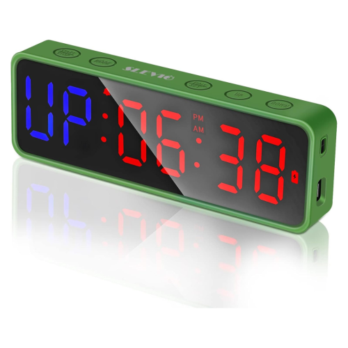 SLEVIO Portable Gym Timer, Fitness Timer Clock with Built-in Powerful Magnet, Large LED Digital Anti Vertigo Display, Home Gym Accessories Upgraded