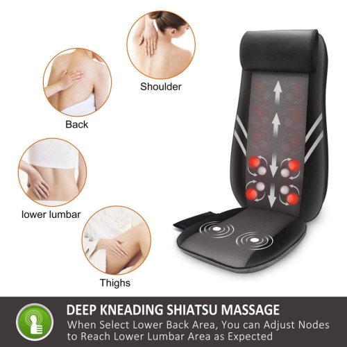 Snailax Back Massager with Heat,Rolling Kneading Seat Massager & Massage Chair Pad - 296