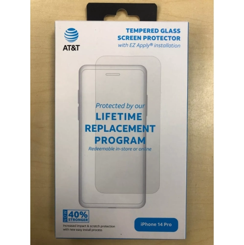 Protecteur d'écran en verre trempé D'AT&T avec installation EZ Apply pour iPhone 14 Pro