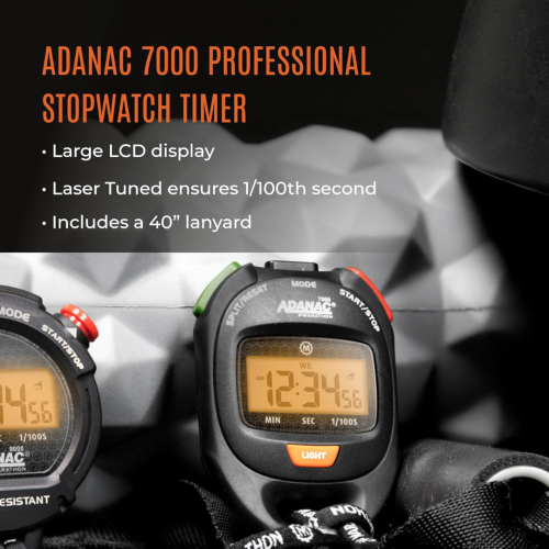 MARATHON Adanac Professional Stopwatch Timer with Digital Backlight Display, Waterproof, Dustproof, Shock Resistant, Black