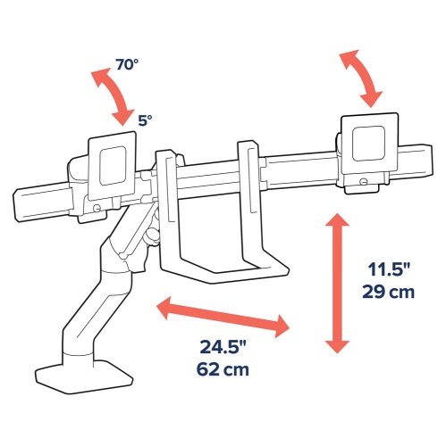 Ergotron HX Desk Dual Monitor Arm - Matte Black -