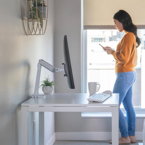 Ergotron MXV Desk Monitor Arm with 2-Piece Clamp - White -