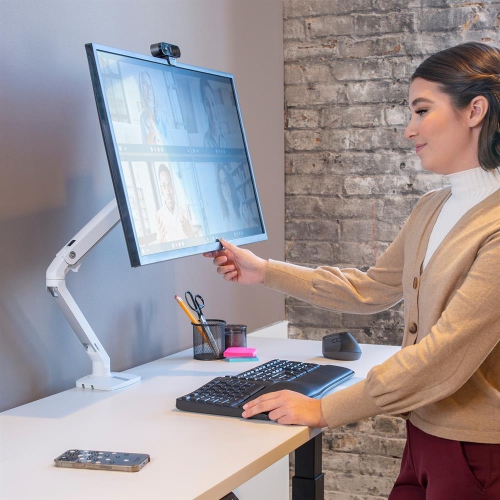 Ergotron MXV Desk Monitor Arm with 2-Piece Clamp - White -