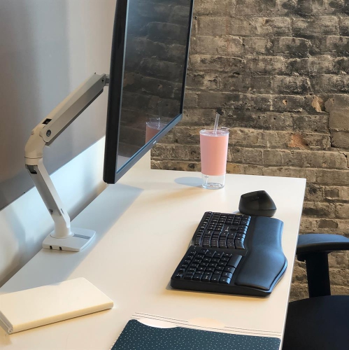 Ergotron MXV Desk Monitor Arm with 2-Piece Clamp - White -