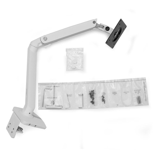 Ergotron MXV Desk Monitor Arm with 2-Piece Clamp - White -