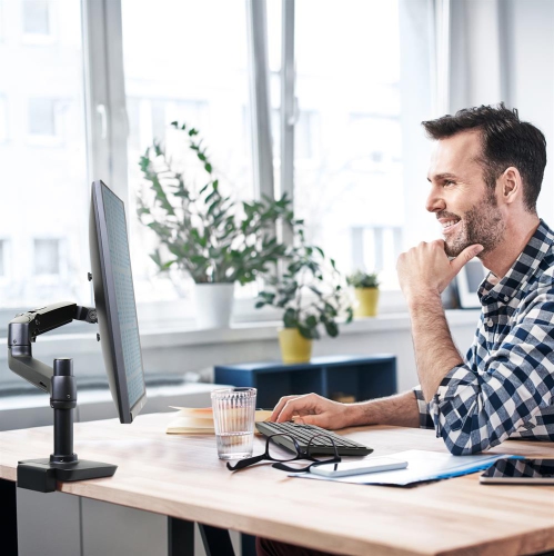 Ergotron LX Desk Monitor Arm with Low-Profile Clamp - Matte Black -