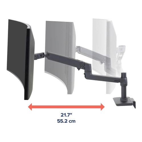 Ergotron LX Desk Monitor Arm with Low-Profile Clamp - Matte Black -