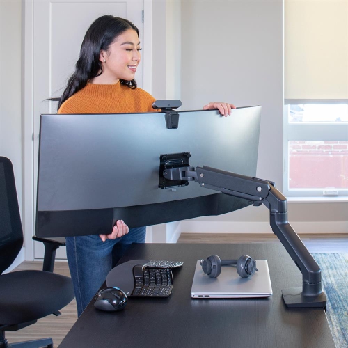 Ergotron HX Desk Monitor Arm for Heavy Monitor Mount - Matte Black -
