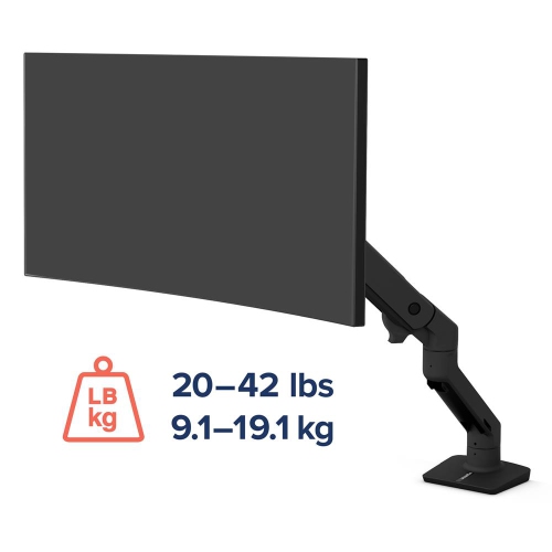Ergotron HX Desk Monitor Arm for Heavy Monitor Mount - Matte Black -