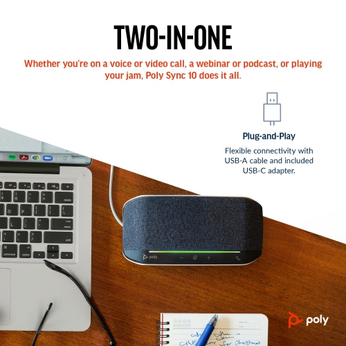 HP Poly Sync 10 USB-A/C Wired Speakerphone - Black -