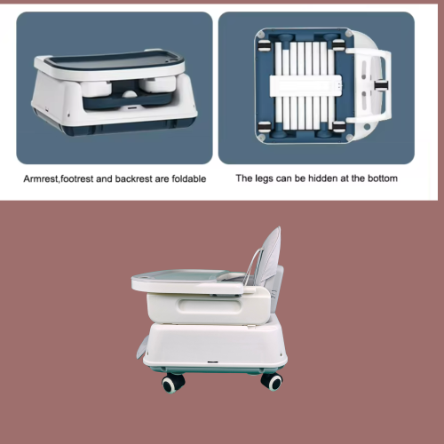 7 in 1 Multi-function baby folding wheels baby feeding high chair Blue