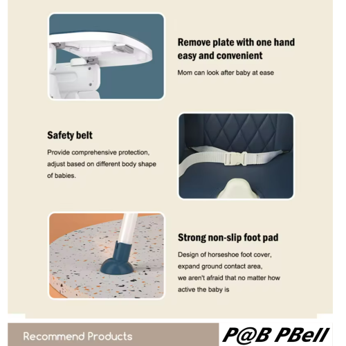 7 in 1 Multi-function baby folding wheels baby feeding high chair Blue