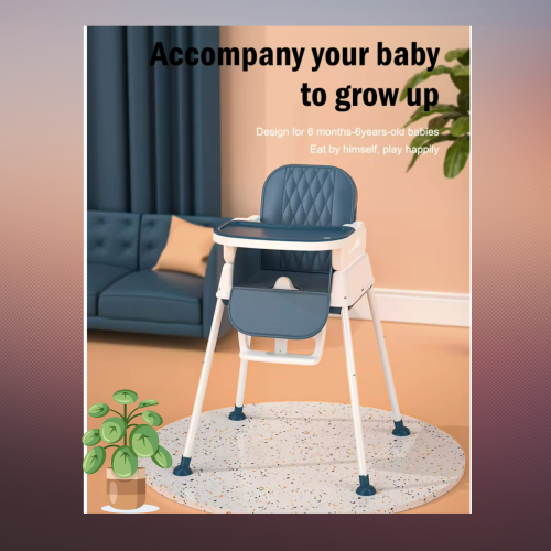 7 in 1 Multi-function baby folding wheels baby feeding high chair Blue