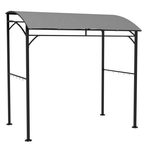 OUTSUNNY  7' X 5' Bbq Grill Gazebo Tent, Garden Grill Canopy With Steel Frame And Hooks, Outdoor Sun Shade In Grey