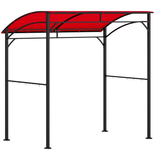 Image 1 de 9.. Tente pour barbecue Outsunny de 7 x 5 pi, auvent pour barbecue avec cadre et crochets en acier, pare-soleil extérieur, rouge vin