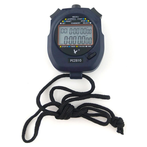 Image 1 de 5.. Professional Digital Sport Stopwatch Timer, 2 Rows 10 Memory, Countdown Alarm, battery + hang rope, PC2810