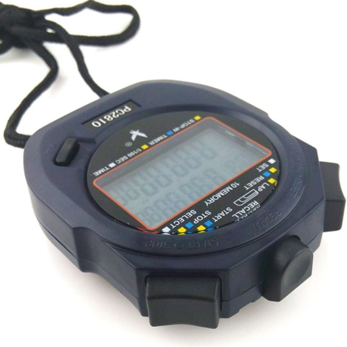 Professional Digital Sport Stopwatch Timer, 2 Rows 10 Memory, Countdown Alarm, battery + hang rope, PC2810