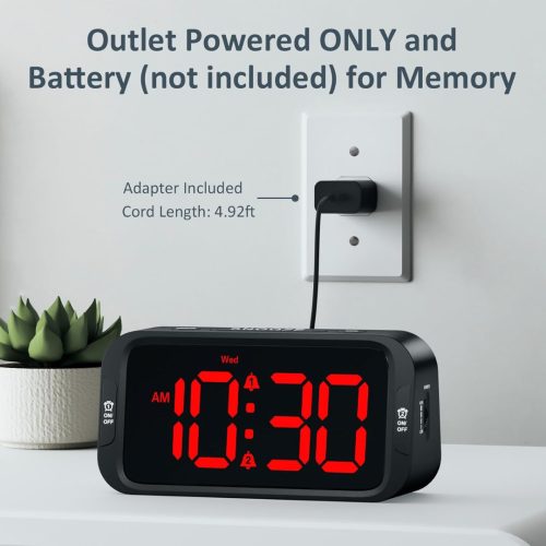 Odokee Digital Dual Alarm Clock for Bedroom, Easy to Set, 0-100% Dimmer, USB Charger, 5 Sounds Adjustable Volume, Weekday/Weekend Mode, Snooze,