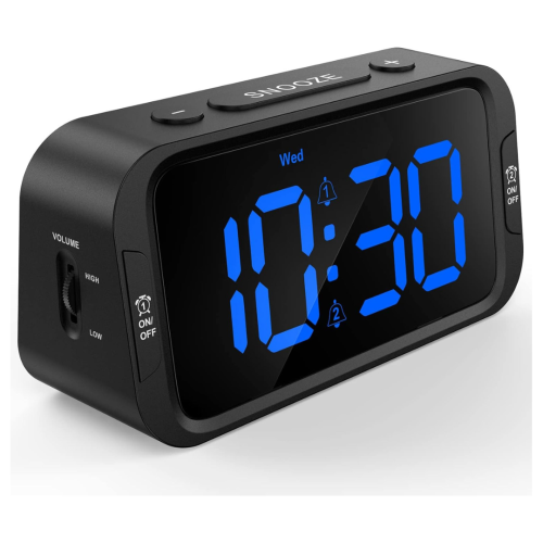 Odokee Digital Dual Alarm Clock for Bedroom, Easy to Set, 0-100% Dimmer, USB Charger, 5 Sounds Adjustable Volume, Weekday/Weekend Mode, Snooze,