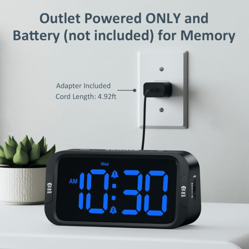 Odokee Digital Dual Alarm Clock for Bedroom, Easy to Set, 0-100% Dimmer, USB Charger, 5 Sounds Adjustable Volume, Weekday/Weekend Mode, Snooze,