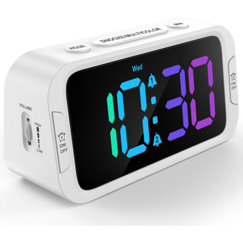 Odokee Digital Dual Alarm Clock for Bedroom, Easy to Set, 0-100% Dimmer, USB Charger, 5 Sounds Adjustable Volume, Weekday/Weekend Mode, Snooze,