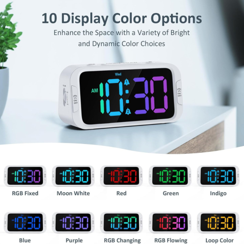 Odokee Digital Dual Alarm Clock for Bedroom, Easy to Set, 0-100% Dimmer, USB Charger, 5 Sounds Adjustable Volume, Weekday/Weekend Mode, Snooze,