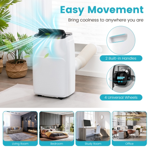 Costway 13,000 BTU Portable Air Conditioner, Smart WiFi Enabled AC with App & Voice Control, with Cool, Fan, Heat & Dehumidifier, Sleep Mode, 24H