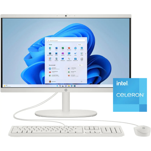 Image 1 of 8.. HP All-in-One Desktop Computer, 21.5" FHD Display- White（Intel Celeron J4025 Processor/512GB SSD /12GB RAM/Wired Keyboard&Mouse/Win 11 Pro）