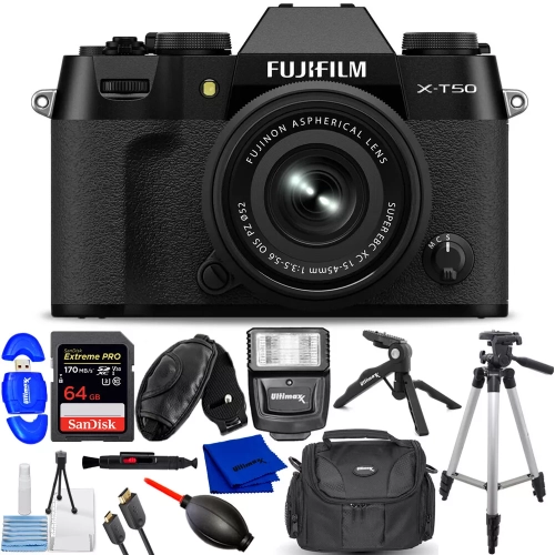 FUJIFILM X-T50 Mirrorless Camera with XC 15-45mm Lens - Accesssory Kit