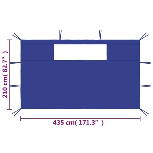vidaXL Gazebo Sidewalls with Windows 2 pcs Blue