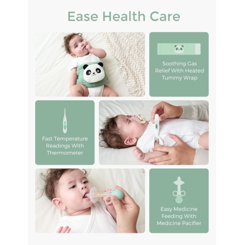 Momcozy Elite Baby Kit, Superior Gift Set, Include Electric Nail File&Nasal Aspirator, Heated Tummy Wrap,Thermometer,Bath Brush,Teether,Medicine