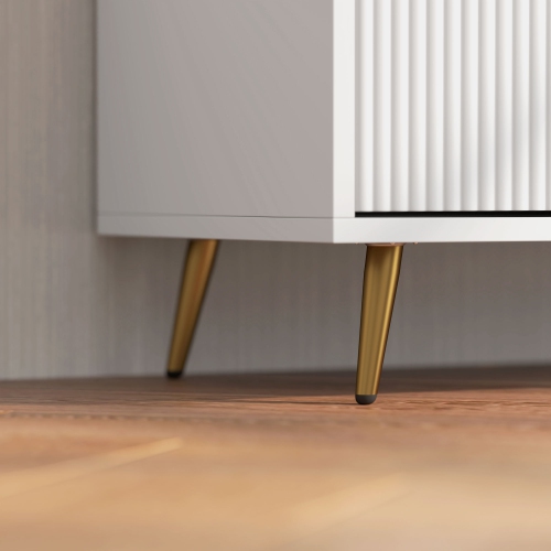 HOMCOM TV Stand with Storage for 55 Inch TV, Modern TV Table with 2 Open Shelves and 2 Cabinets, TV Console for Living Room, White