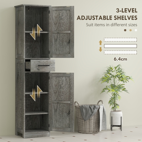 Armoire de rangement de 67&nbsp;po pour salle de bain de HOMCOM avec tiroir, armoire de salle de bain étroite avec portes de grange et tablettes