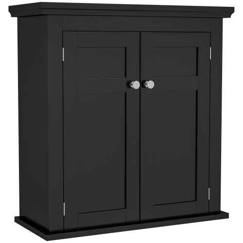 Image 1 de 9.. Armoire murale de salle de bain kleankin, armoire à pharmacie, armoire de rangement pour toilettes avec tablettes réglables pour cuisine, entrée, noir