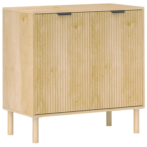 HOMCOM  Sideboard Storage Cabinet With Doors & Adjustable Shelf, Freestanding Accent Cabinet With Wood Legs, Oak