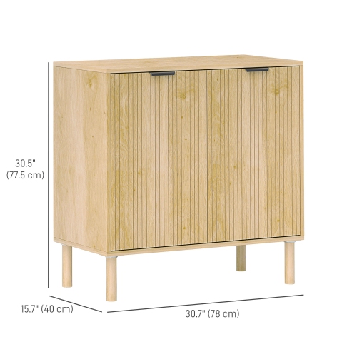 HOMCOM Sideboard Storage Cabinet with Doors & Adjustable Shelf, Freestanding Accent Cabinet with Wood Legs, Oak