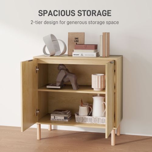 HOMCOM Sideboard Storage Cabinet with Doors & Adjustable Shelf, Freestanding Accent Cabinet with Wood Legs, Oak