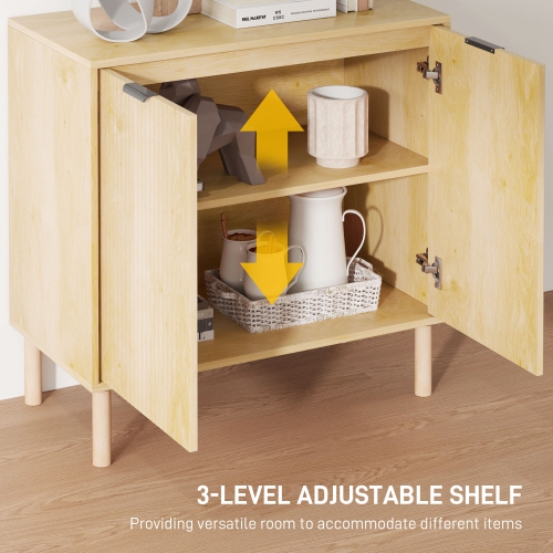 HOMCOM Sideboard Storage Cabinet with Doors & Adjustable Shelf, Freestanding Accent Cabinet with Wood Legs, Oak