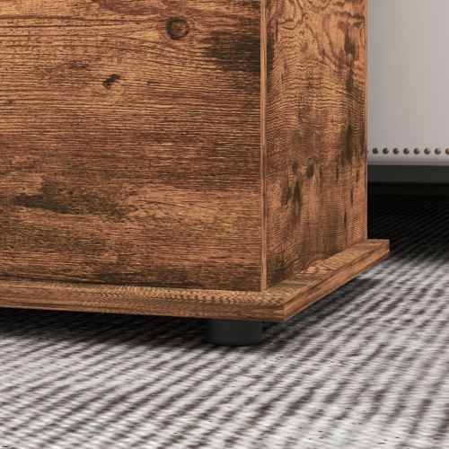 HOMCOM 39.5" Lift Top Storage Chest with 2 Safety Hinges, Storage Box Organizer with Flip-Top Lid, Entryway Bench, Rustic Brown