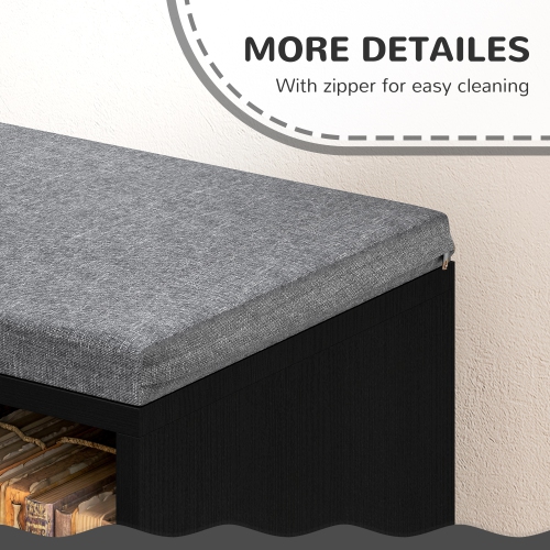 HOMCOM – Bibliothèque avec coin lecture, bibliothèque avec coussin de siège, 5 tablettes de rangement cubiques pour le bureau à domicile, bureau,