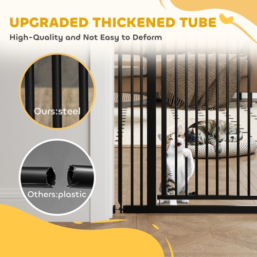 PawHut 59"H Extra Tall Cat Gate, 30"-41"W Steel Pet Gate for Doorway, Hallway, Pressure Mounted Kit No Drilling Dog Gate with 1.4" Extra Narrow Gap,