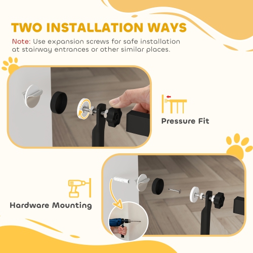 PawHut 59"H Extra Tall Cat Gate, 30"-41"W Steel Pet Gate for Doorway, Hallway, Pressure Mounted Kit No Drilling Dog Gate with 1.4" Extra Narrow Gap,