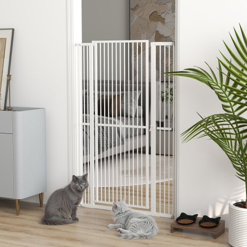 PawHut 59"H Extra Tall Cat Gate, 30"-41"W Steel Pet Gate for Doorway, Hallway, Pressure Mounted Kit No Drilling Dog Gate with 1.4" Extra Narrow Gap,