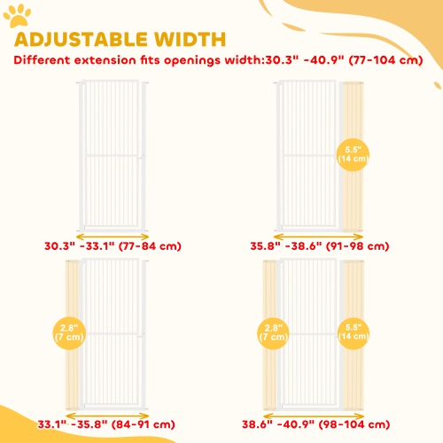 PawHut 59"H Extra Tall Cat Gate, 30"-41"W Steel Pet Gate for Doorway, Hallway, Pressure Mounted Kit No Drilling Dog Gate with 1.4" Extra Narrow Gap,