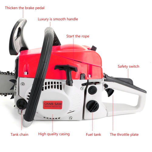 Scie à chaîne 52&nbsp;cc, moteur à barre de 20&nbsp;po, 2 temps, scie à chaîne à essence