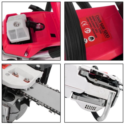 Scie à chaîne 52&nbsp;cc, moteur à barre de 20&nbsp;po, 2 temps, scie à chaîne à essence